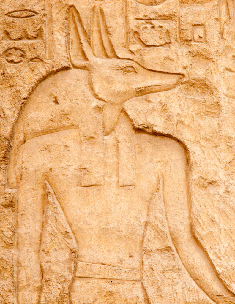 A carving of Anubis