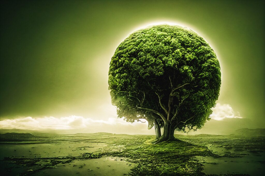 a tree in the valley