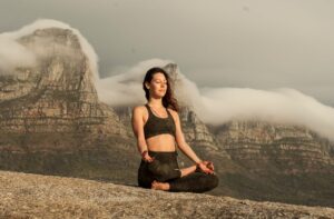 girl meditating outside