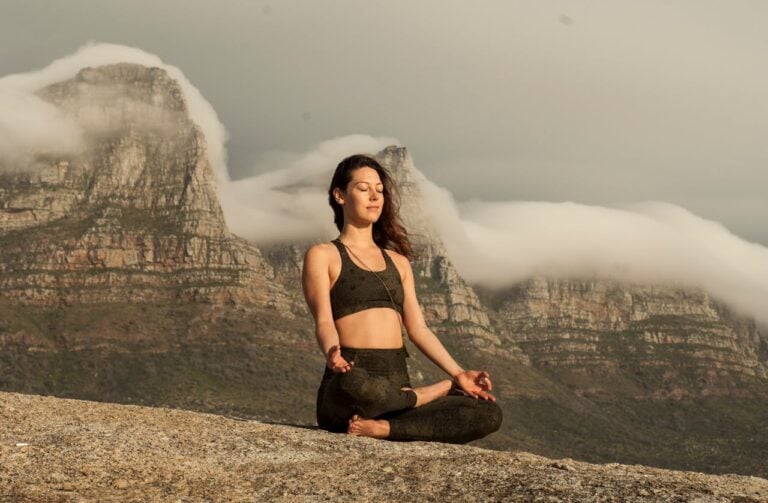 girl meditating outside