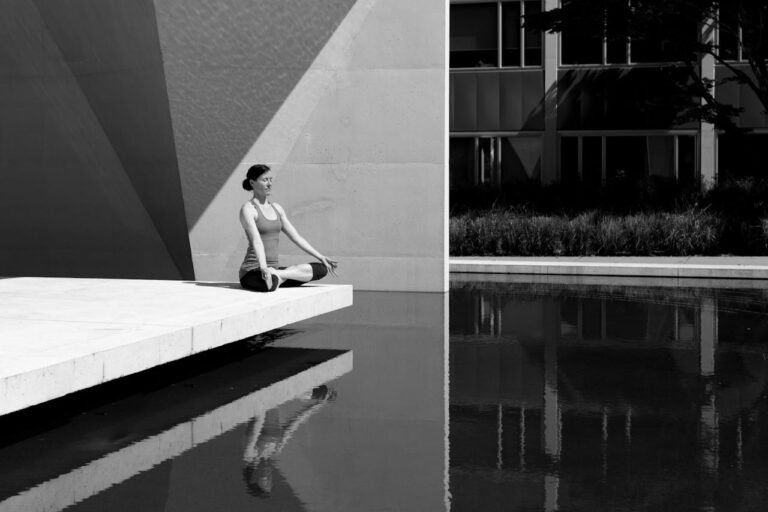 young girl sitting at yoga pose
