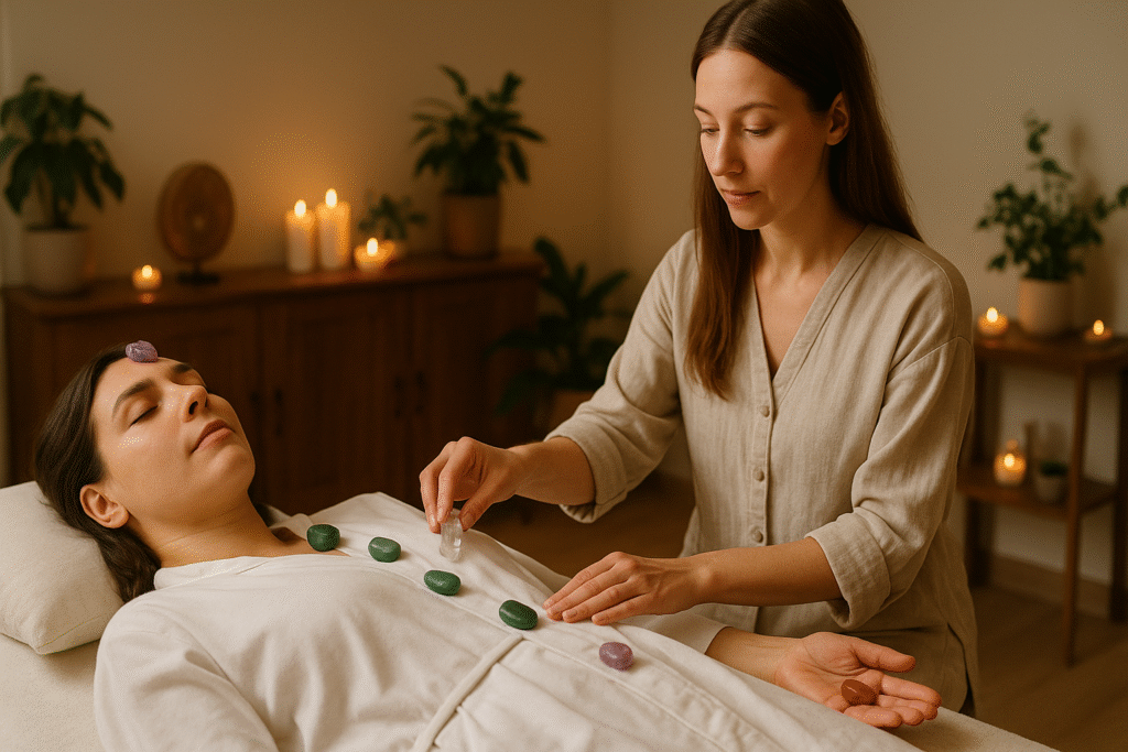 therapy session with crystals