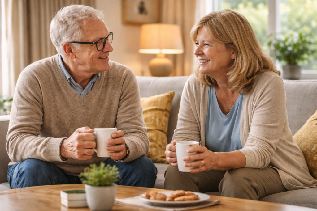 Cozy afternoon chat with coffee