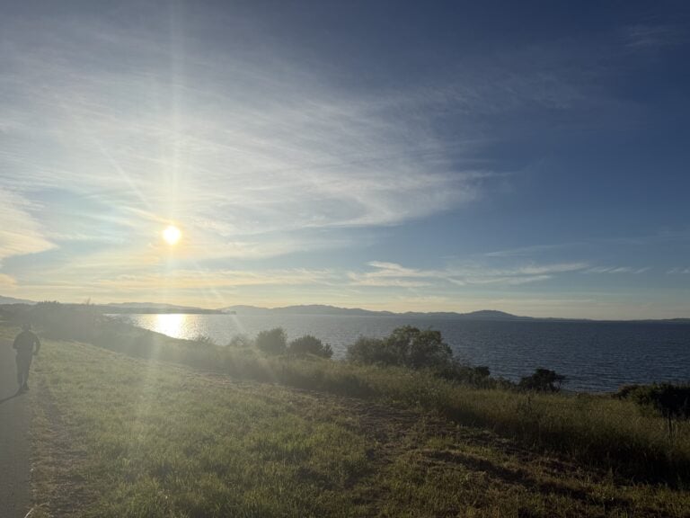 Peaceful sunrise over misty hills
