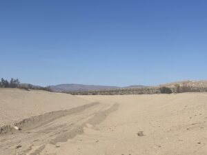 A quiet desert landscape with soft sand