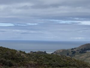 Calm coastal mountains and ocean